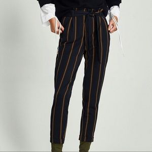 Zara stripe paper bag waist pants